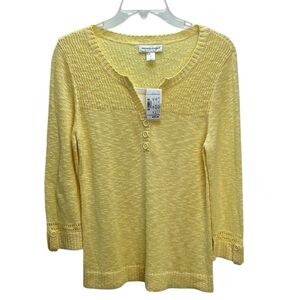 Christopher & Banks Butter Yellow 3/4 Sleeve Top S Soft Lightweight Breathable